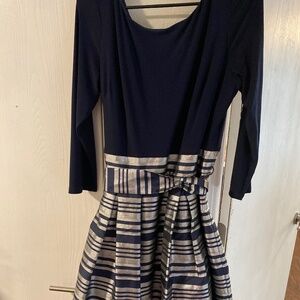 Navy and silver evening dress